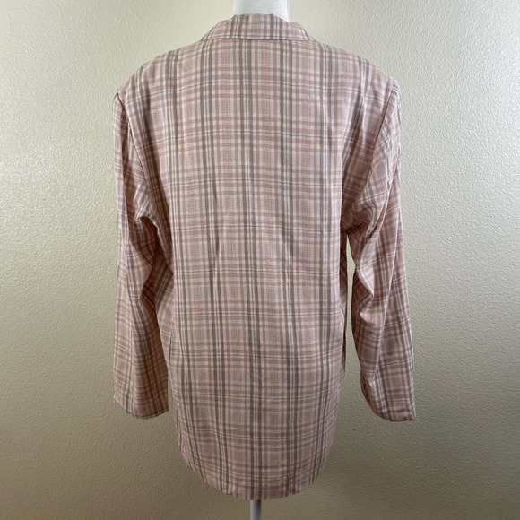 Vintage Rampage Pink Rayon Plaid Oversized Blazer - Picture 6 of 12